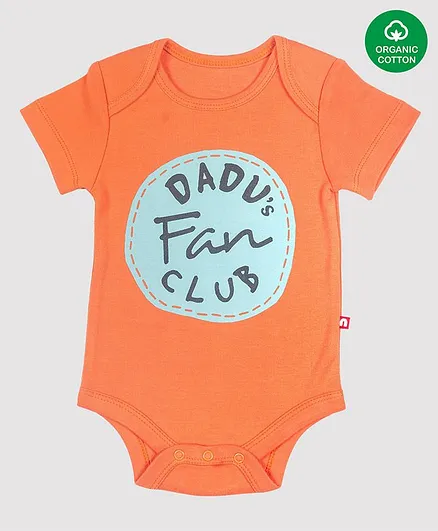 Nino Bambino 100% Organic Cotton Short Sleeves Dadu Fan Club Onesie - Orange