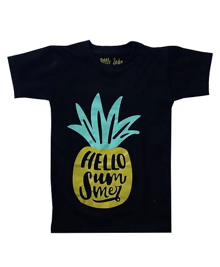 Little LABS Hello Summer Print Half Sleeves Tee - Black