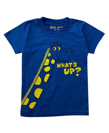 Little LABS Giraffe Print Half Sleeves Tee - Blue