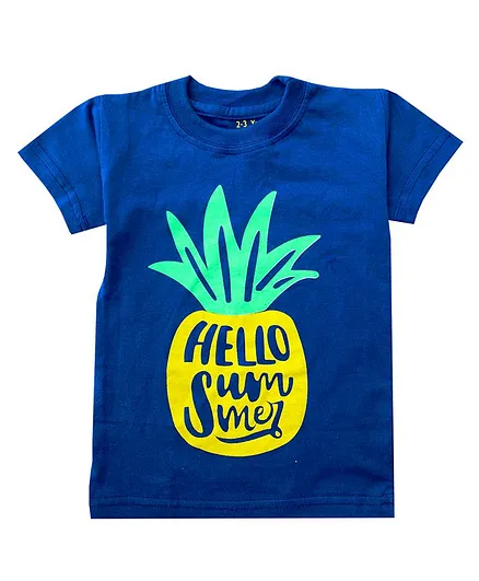 Little LABS Hello Summer Print Half Sleeves Tee - Blue