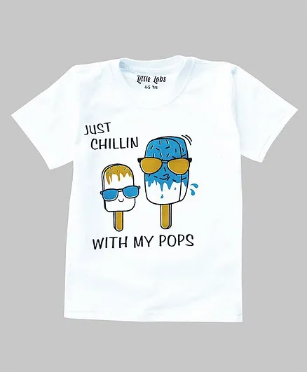 Little LABS Ice Cream Print Half Sleeves Tee - White