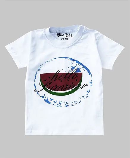 Little LABS Hello Summer Print Half Sleeves Tee - White