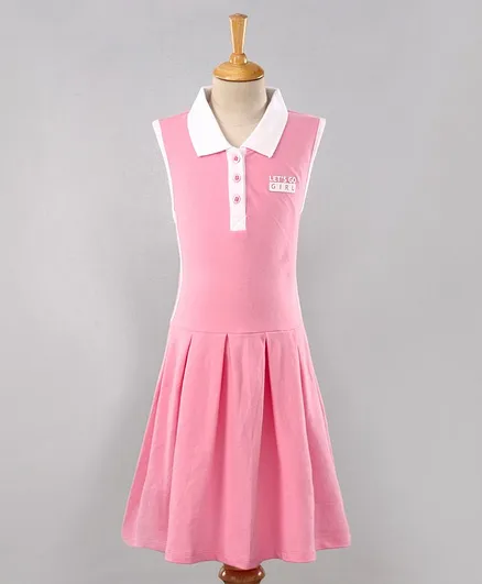 Pine Kids Moisture Wicking & Quick Dry Sleeveless Sports Wear Frock - Pink