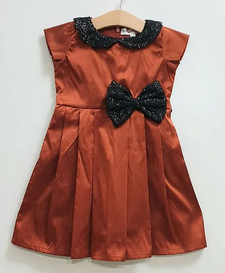 My Pink Closet Cap Sleeves Peter Pan Collar Dress - Orange