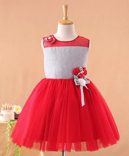 Enfance Flower Detailed Sleeveless Dress - Red