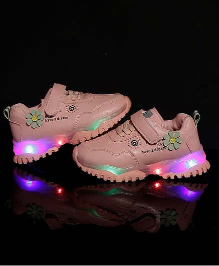 PASSION PETALS Flower Detailing LED Shoes - Light Pink