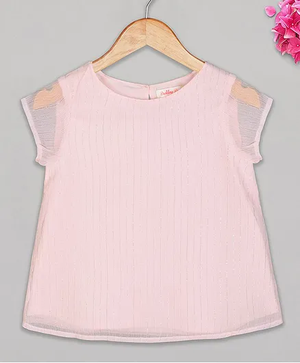 Budding Bees Short Sleeves Self Striped Top - Pink
