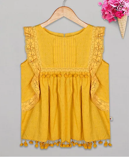 Budding Bees Sleeveless Lace Detailing Top - Yellow