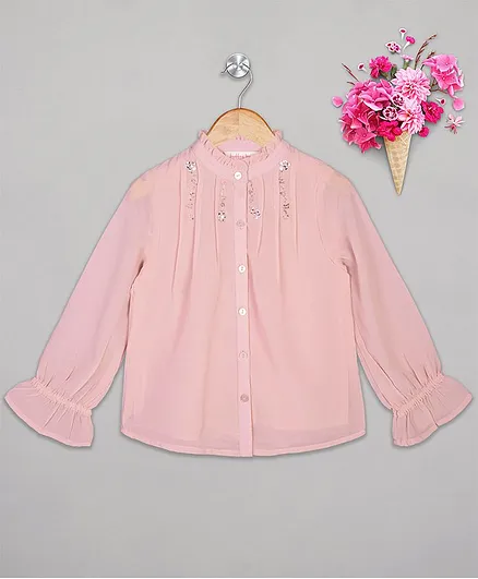 Budding Bees Full Sleeves Sequin Detailing Top - Light Pink