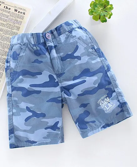 Babyhug Camouflage Shorts Surf Print - Blue