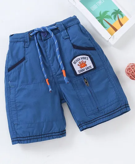 Babyhug Shorts Text Print - Navy Blue