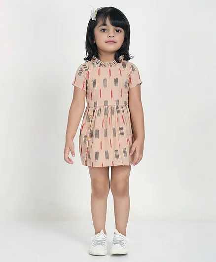 Ikeda Designs Ikat Print Half Sleeves Dress - Pink