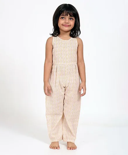 Ikeda Designs Chevron Print Sleeveless Jumpsuit - Pink