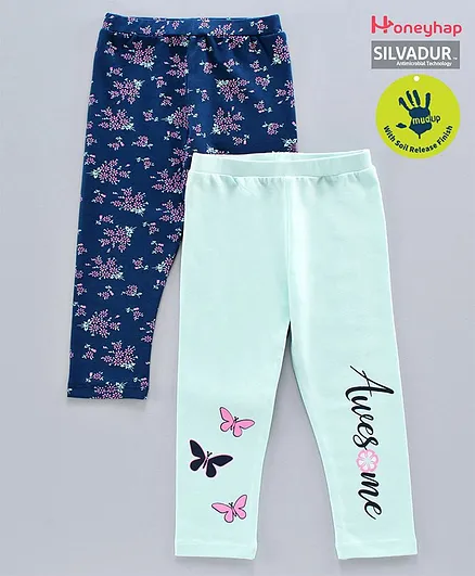 Honeyhap Ankle Length Leggings Pack of 2 - Blue