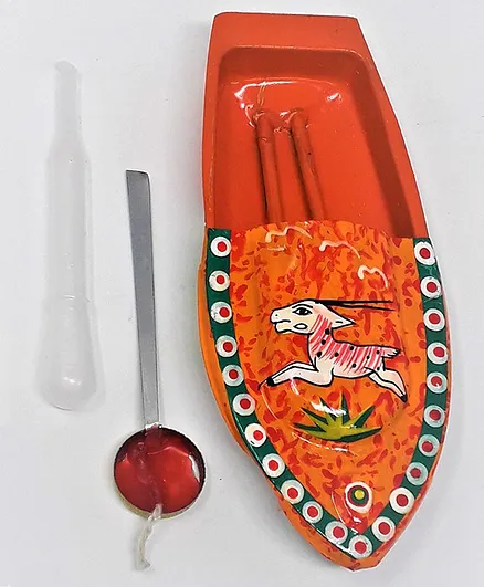 Kuhu Creations Supreme Practical Science Learning Tin Boat Water Toy Deer Print - Orange