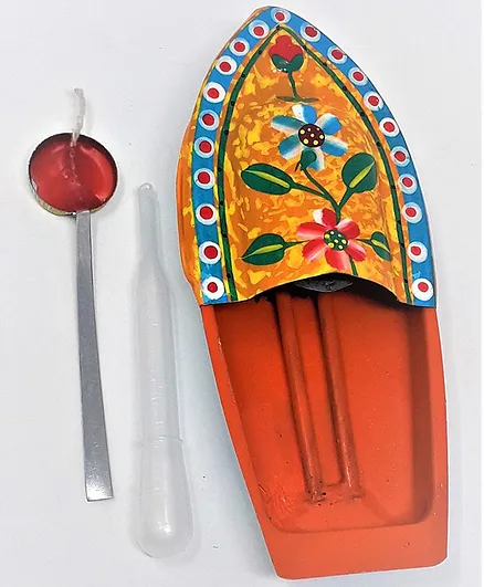 Kuhu Creations Supreme Practical Science Learning Tin Boat Water Toy Flower Print - Orange
