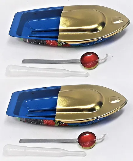 Kuhu Creations Supreme Practical Science Learning Tin Boat Water Toys Pack Of 2 - Blue