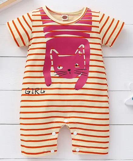 Kookie Kids Half Sleeves Rompers Striped - Red