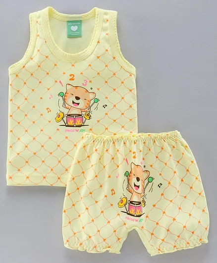 Baby Naturelle & Me Sleeveless Night Suit Bear Print - Yellow