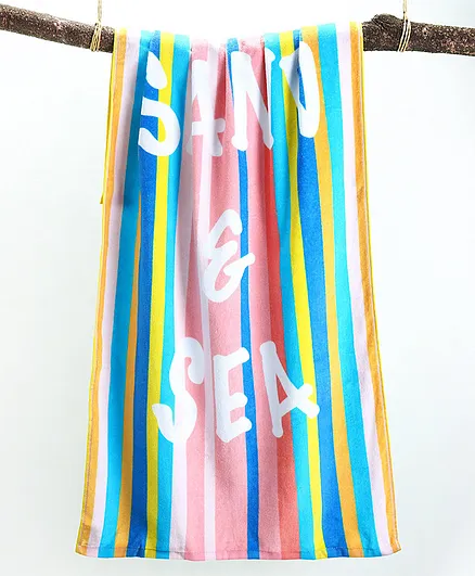 Pine Kids StripeTowel Text Print - Multicolour