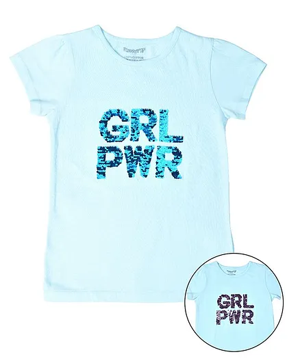 Funkrafts Half Sleeves Sequined Detailing Tee - Blue