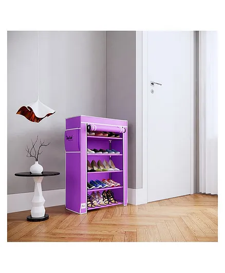 Fabura 5 Shelved Shoe Rack with Flap Cover - Purple