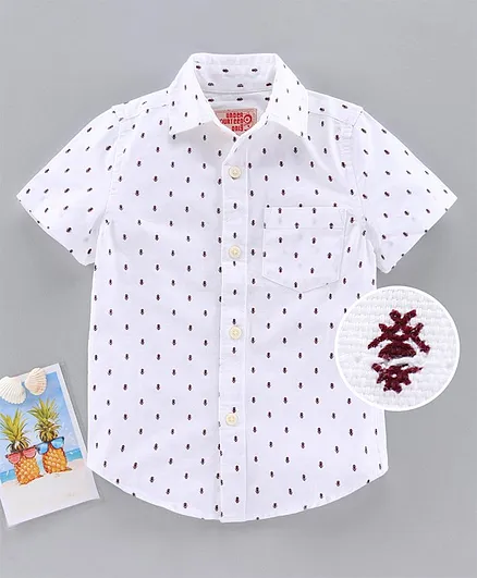 Under Fourteen Only Half Sleeves Printed Shirt - White