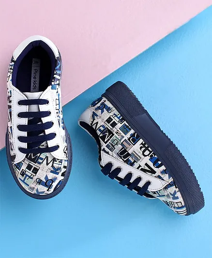 Pine Kids Casual Shoes Text Print - Blue