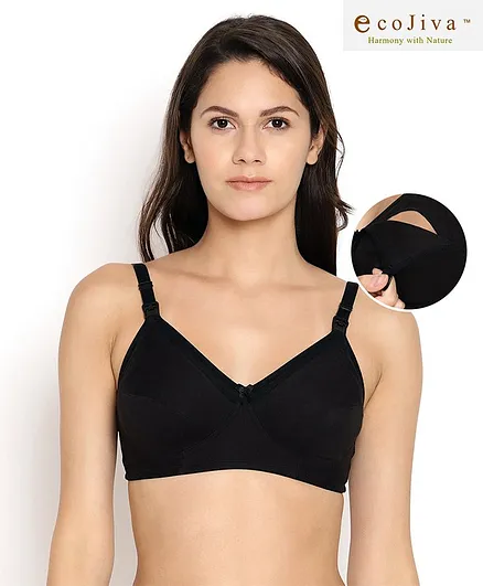 Bella Mama Cotton Blend Anti-bacterial Nursing Bra - Black