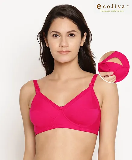 Bella Mama Cotton Blend Anti-bacterial Nursing Bra - Pink