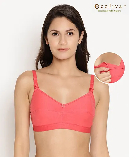 Bella Mama Cotton Elastane Anti-Bacterial Nursing Bra - Coral
