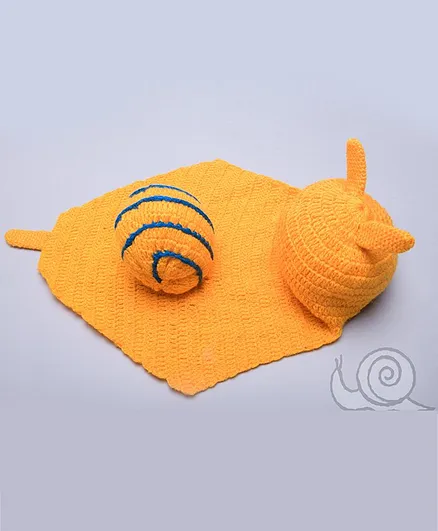 The Original Knit Puppy Snail Cap & Diaper Cover Handmade Crochet Photography Prop - Yellow