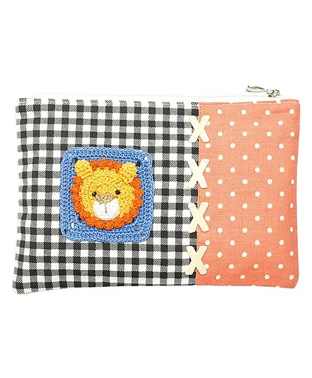 Happy Threads Cotton Pouch with Hand Made Animal Crochet - Multicolor