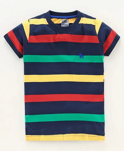 Little Darling Half Sleeves Striped Tee - Navy Blue