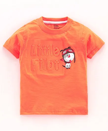 Little Darling Half Sleeves Tee Puppy Print - Orange