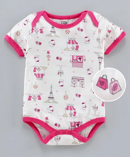 Little Darling Short Sleeves Onesie Multiprint - White