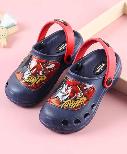 Cute Walk by Babyhug Clogs Spider Man Print - Blue