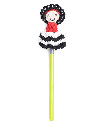 Happy Threads Pencil with Hand Crafted Doll Shaped Crochet Topper - Yellow