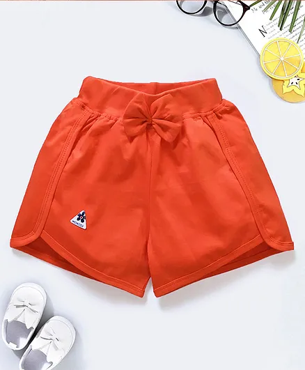 Niomoda Mid Thigh Length Cotton Shorts - Orange