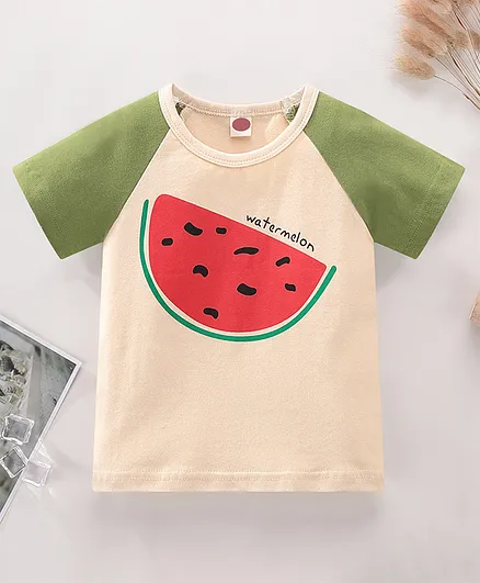 Kookie Kids Half Sleeves T-Shirts - Beige