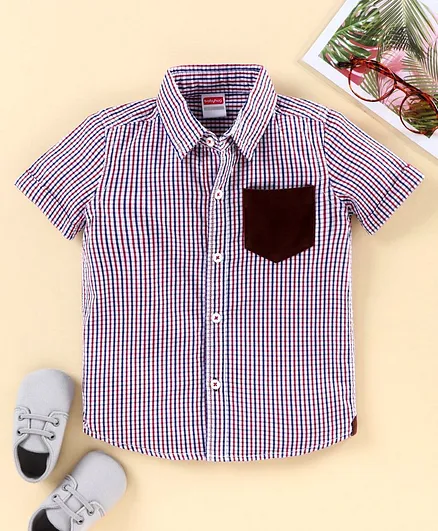 Babyhug Half Sleeves Checked Shirt - Brown