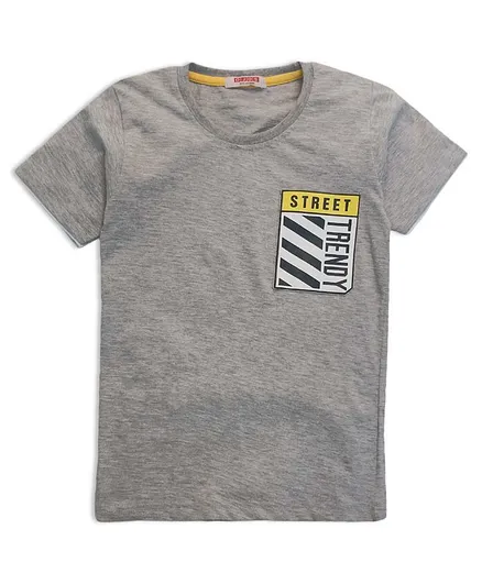 Ojos Half Sleeves Tee Beach Print - Grey