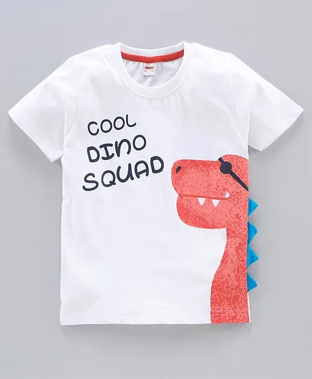 Ojos Half Sleeves T-shirt Printed - White