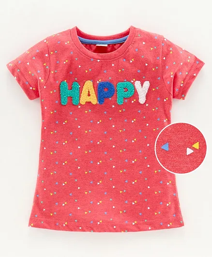 Ojos Half Sleeve Top Printed - Red