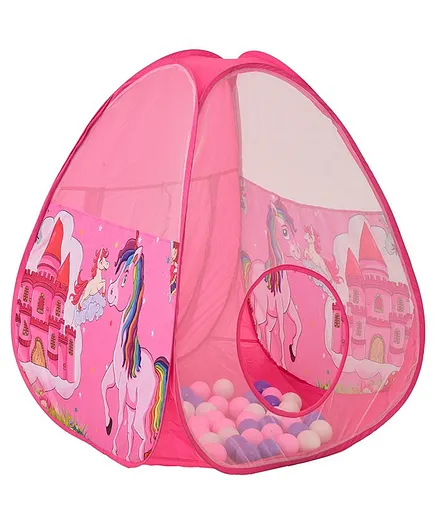 Playhood Pop Up Ball Pool Tent With 50 Colorful Balls Unicorn Print - Pink