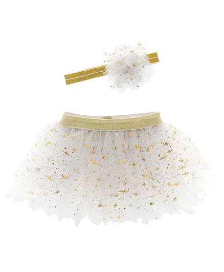 Stephen Joseph Tutu Skirt & Headband Unicorn Print - White