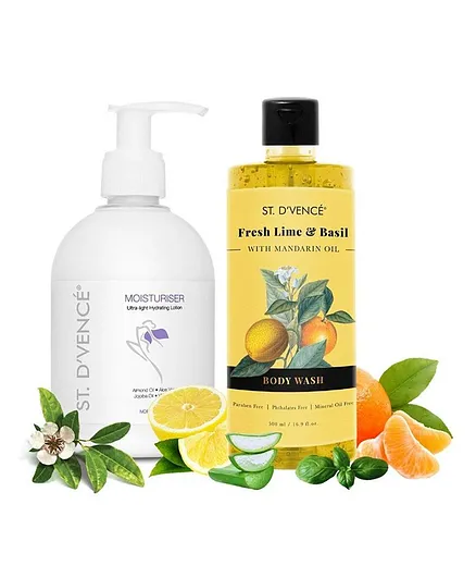 St. D'vence Original Body Lotion & Lime Body Wash Pack of 2 - Total 800 ml