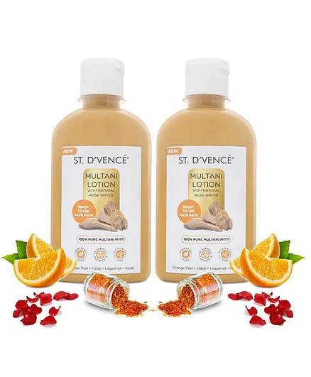St. D’vencé Rose Water & Kesar Multani Mitti Lotion Pack of 2 - 275 ml Each