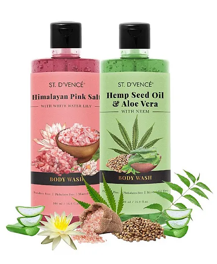 St. D’vencé Himalayan Pink Salt & Hemp Seed Oil Body Wash Pack of 2 - 500 ml each