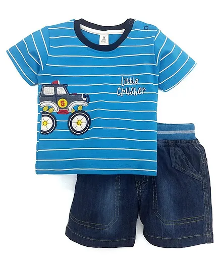 Little Folks Half Sleeves T- shirt and Bottomwear - Blue